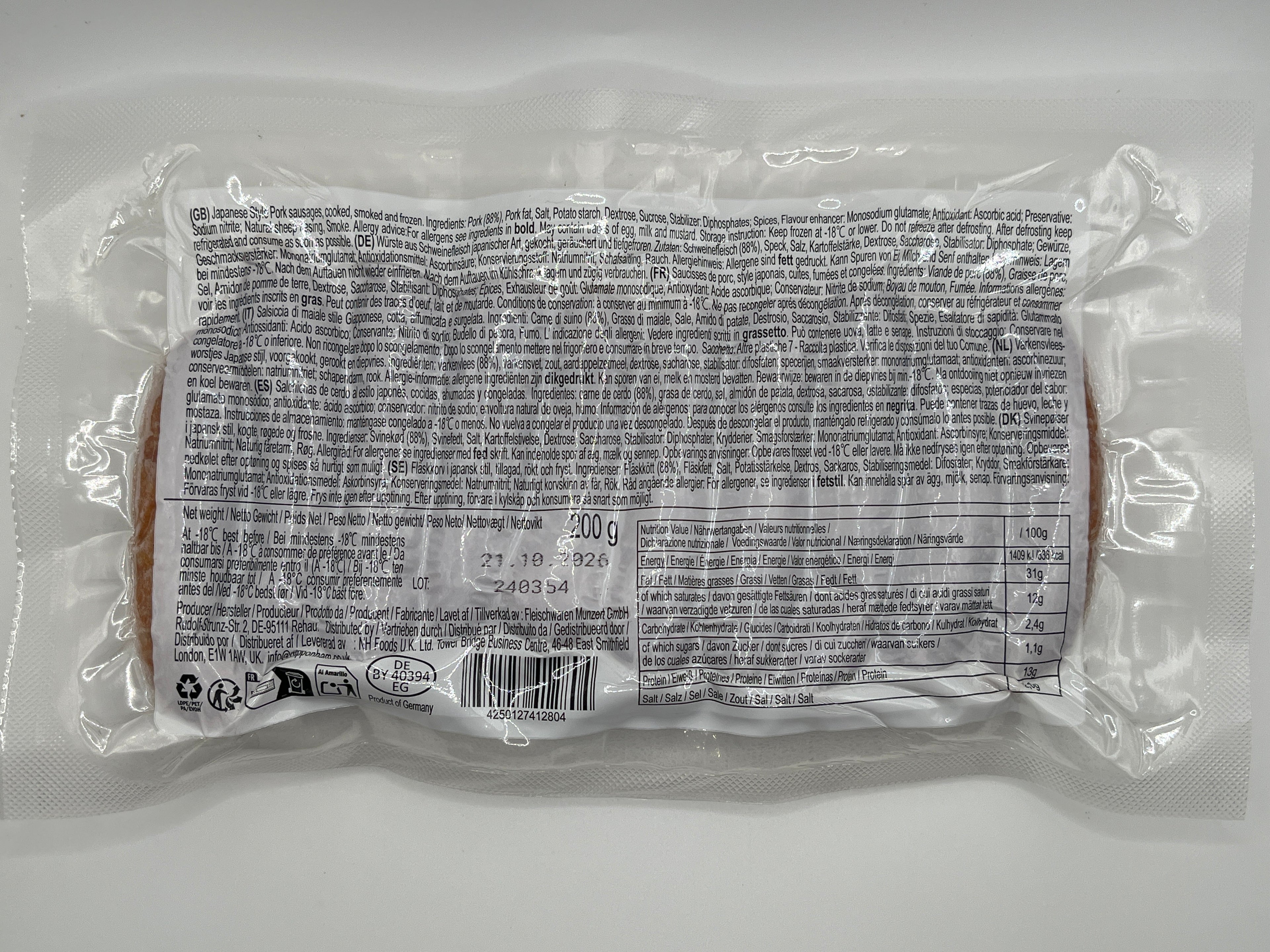 NPH Arabiki Sausage Japanese 200g (Frozen)