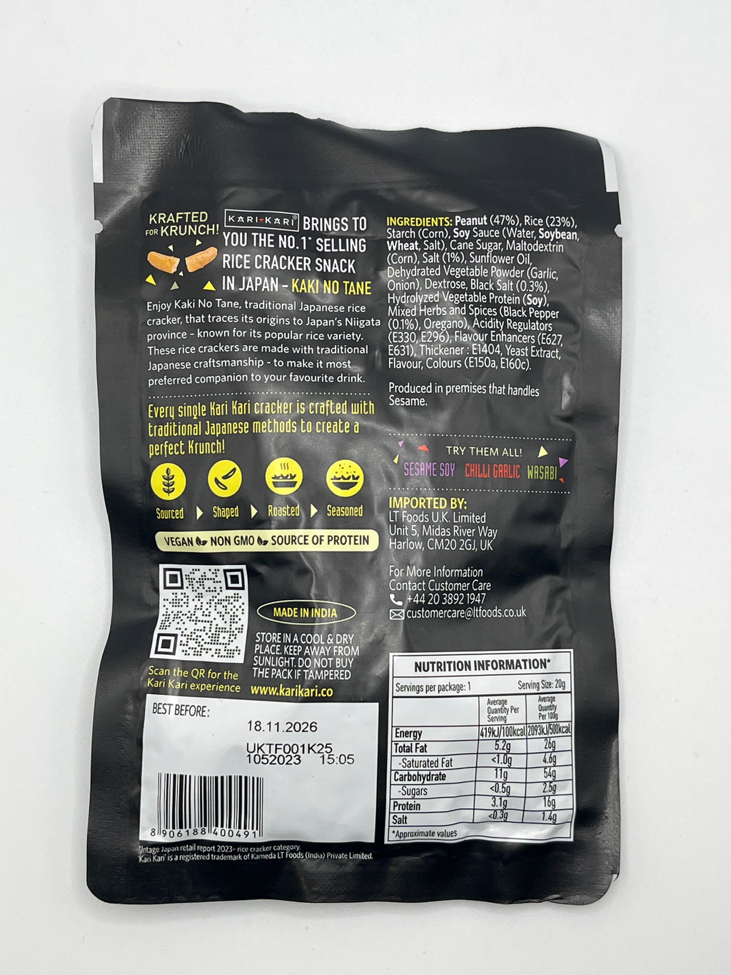 KARI KARI Rice Crackers & Peanuts Salt Pepper 20g