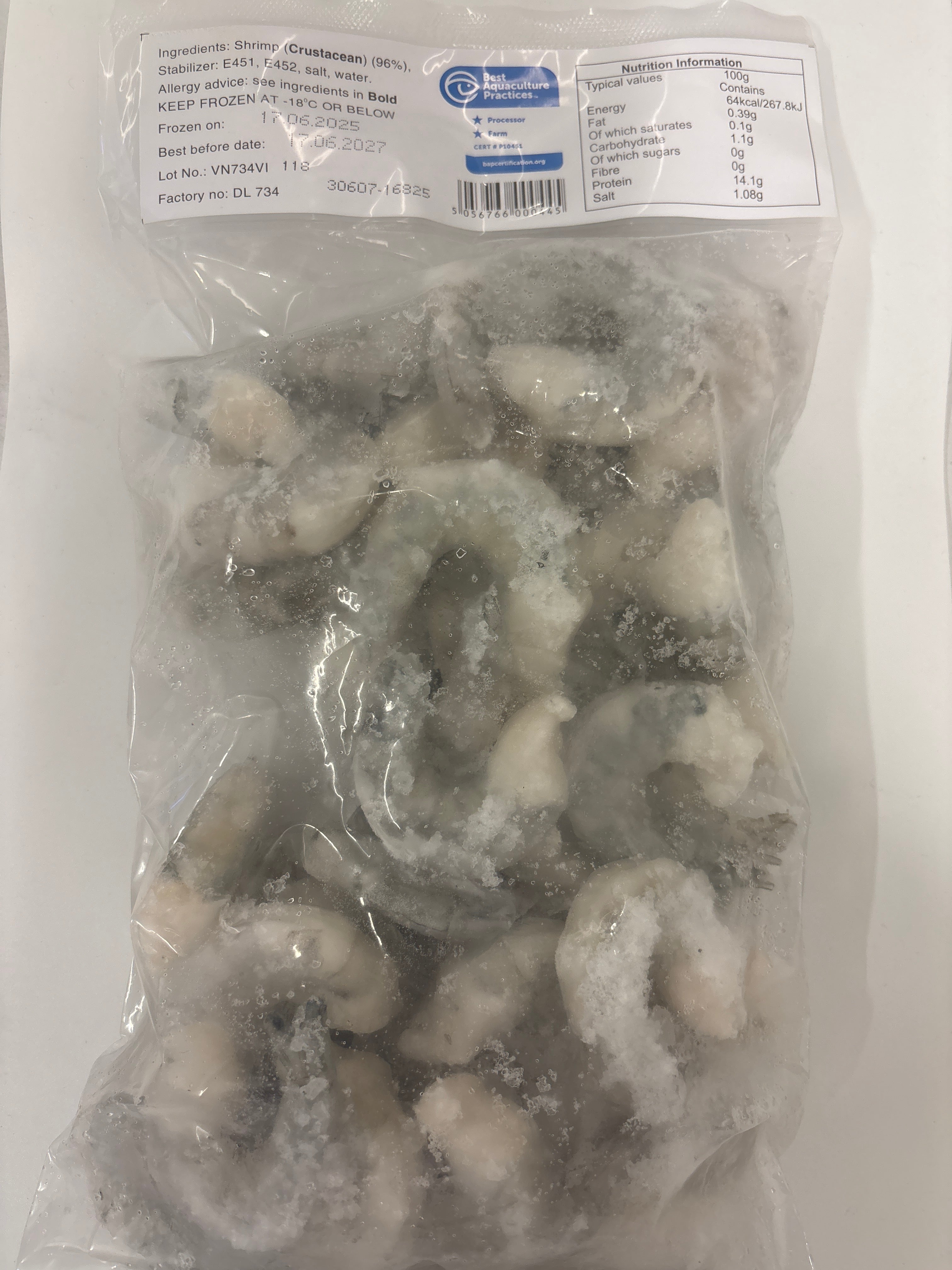 Frozen Peeled & Deveined RAW Prawn 21/25 Net 700g