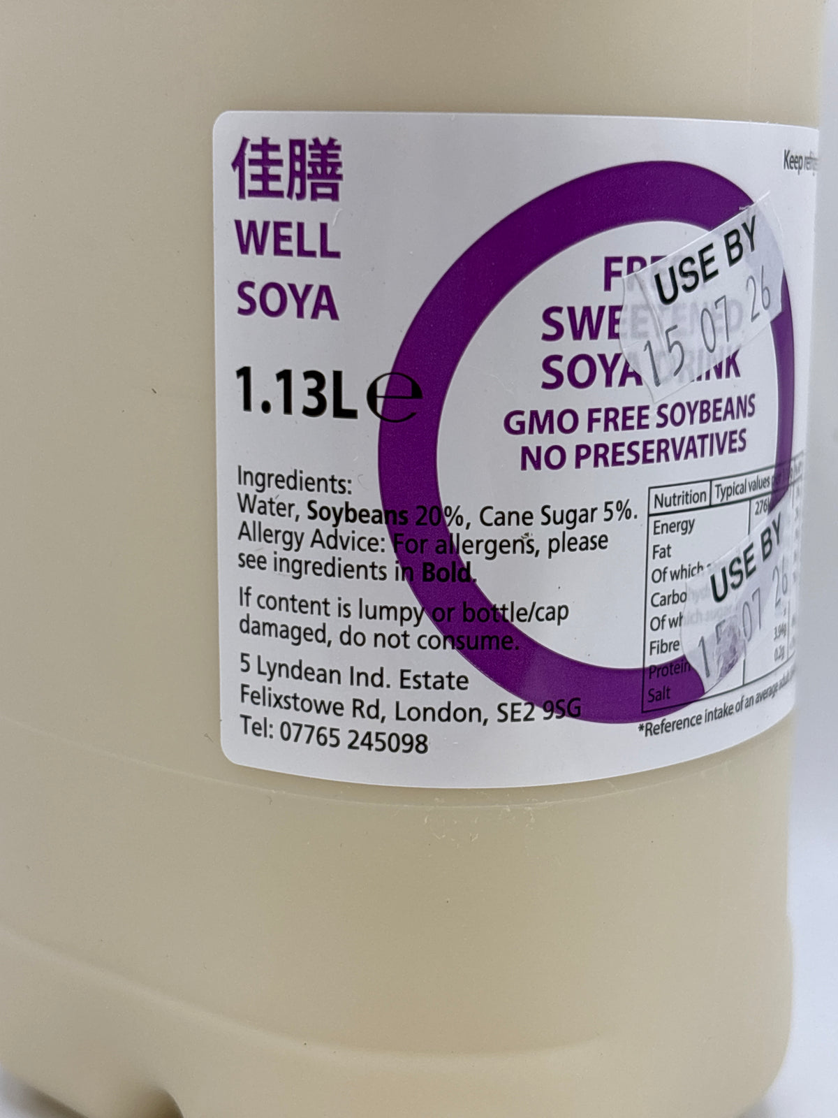 Well Soya Sweetened Soya Milk 1.13L (Chilled)