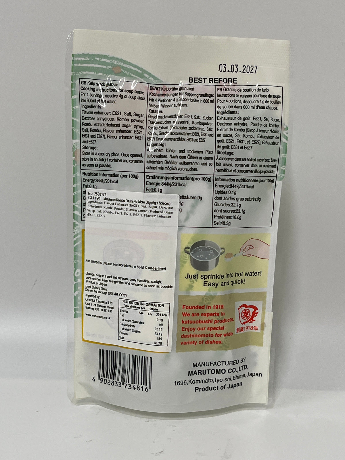 Marutomo Kombu Dashi No Moto (6 Sachets) 36g