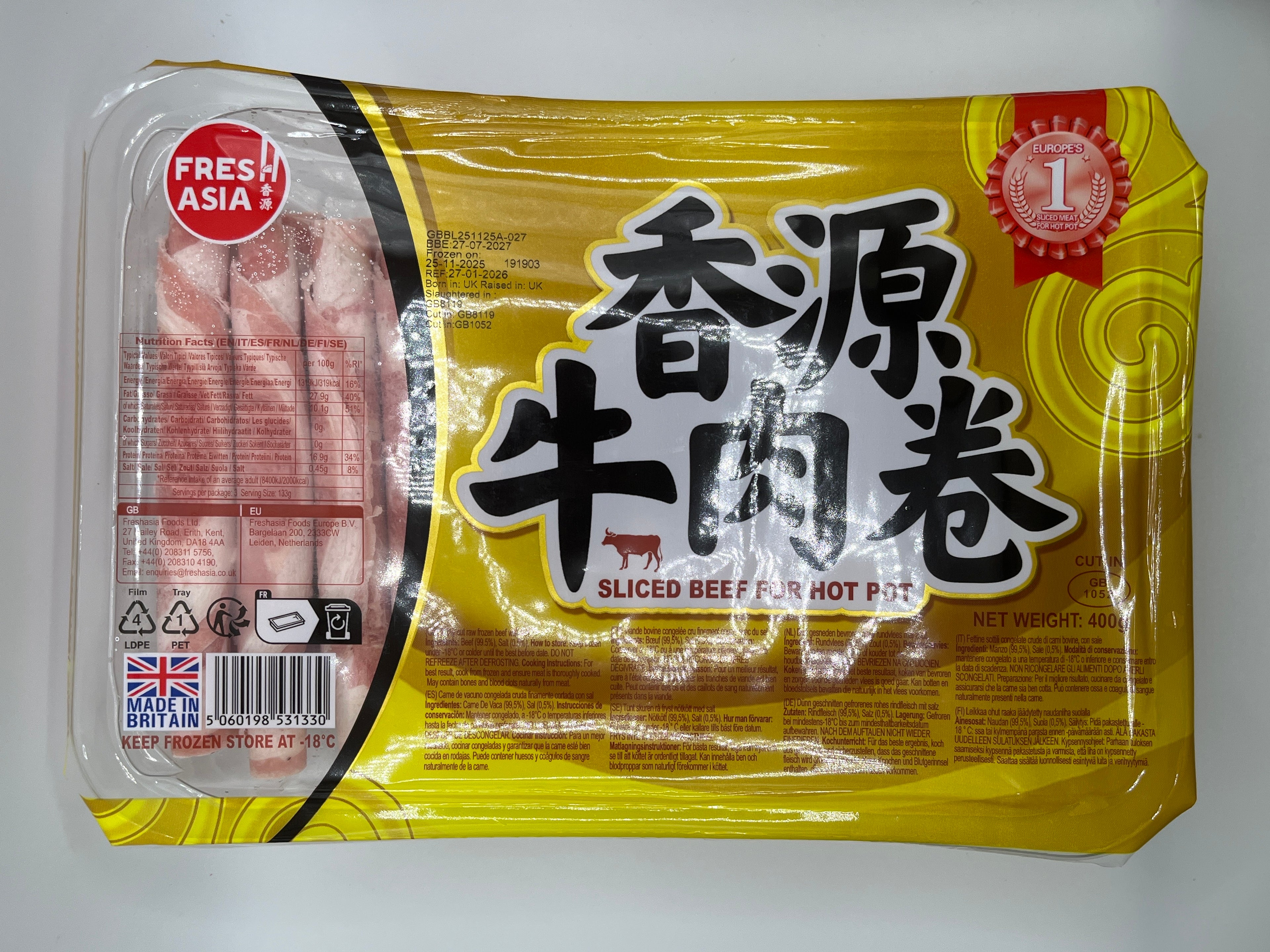 FreshAsia Beef Slice 400g (Frozen)