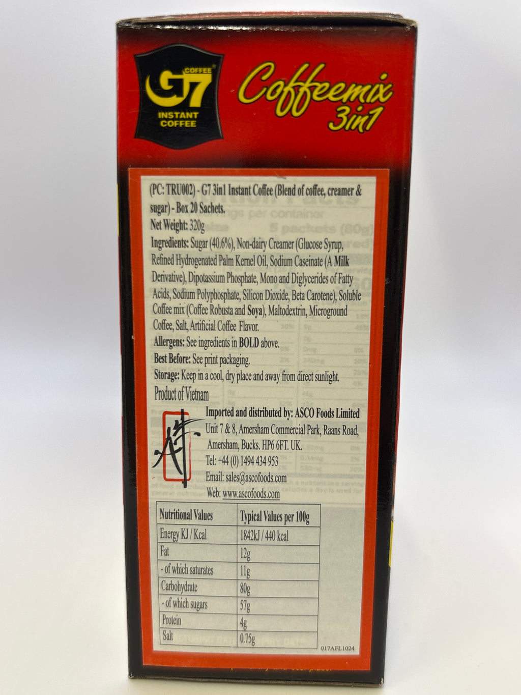 G7-3 in 1 Instant Coffee Box-20 Sachets 320g