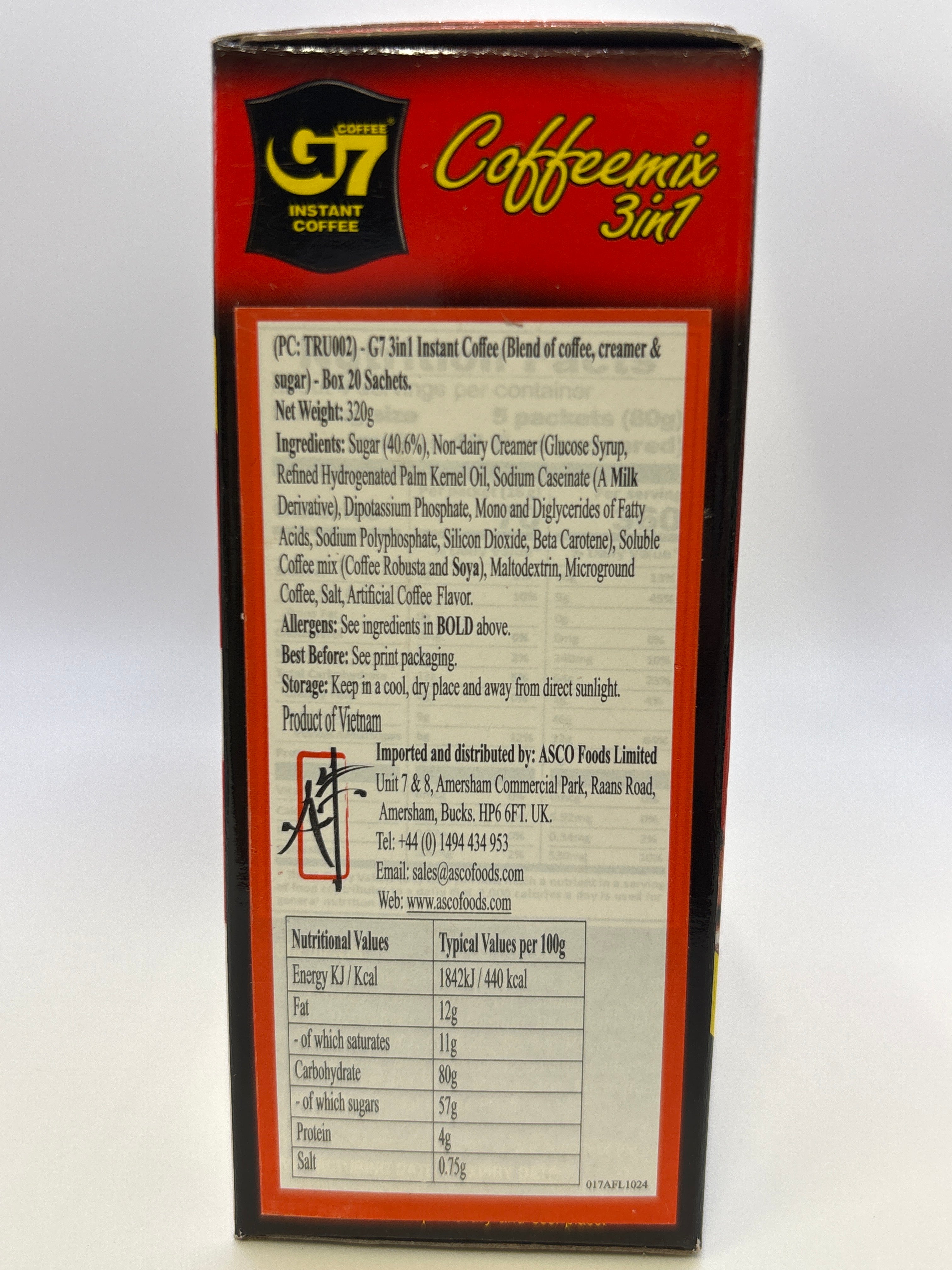 G7-3 in 1 Instant Coffee Box-20 Sachets 320g
