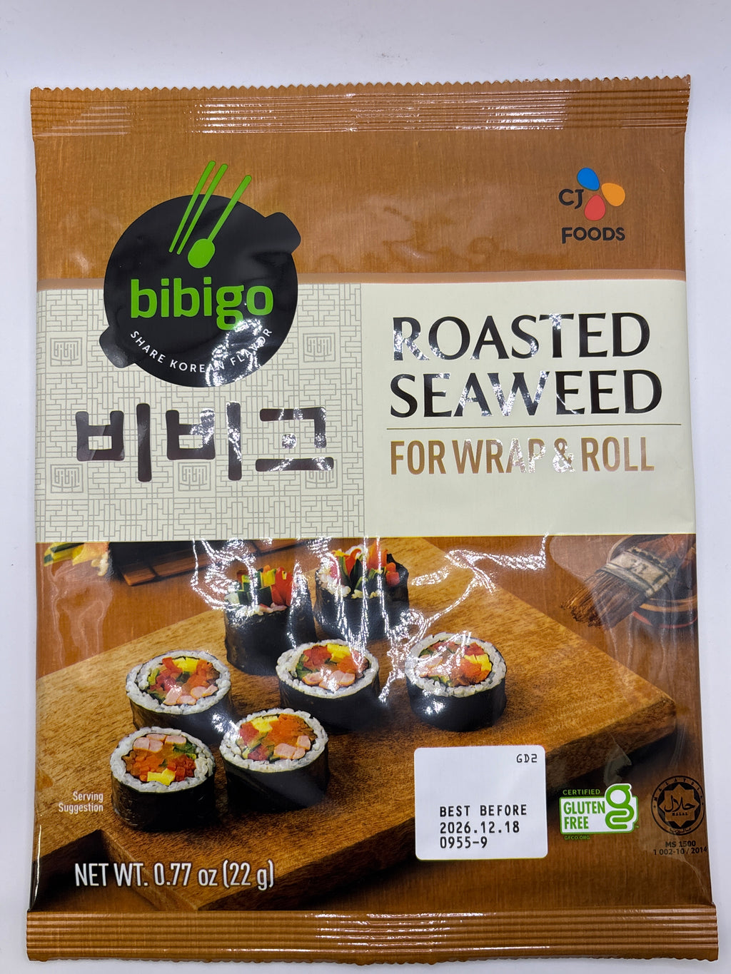 CJ Bibigo Roasted Seaweed for Kimbap 22g (10 Sht)