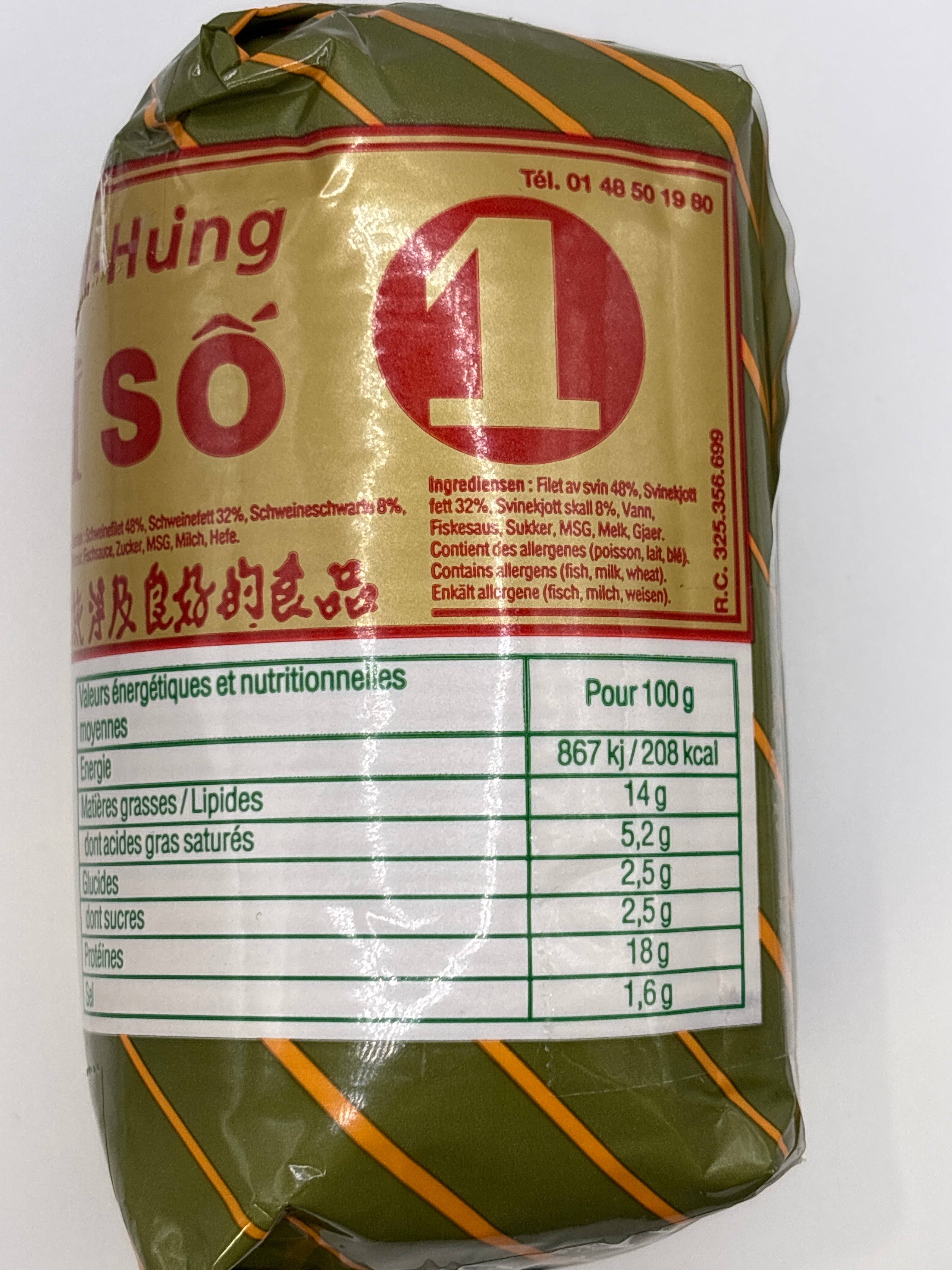 VIET HUNG Pork Roll with Pork Skin /Gio Bi So 1 500g (Chilled)