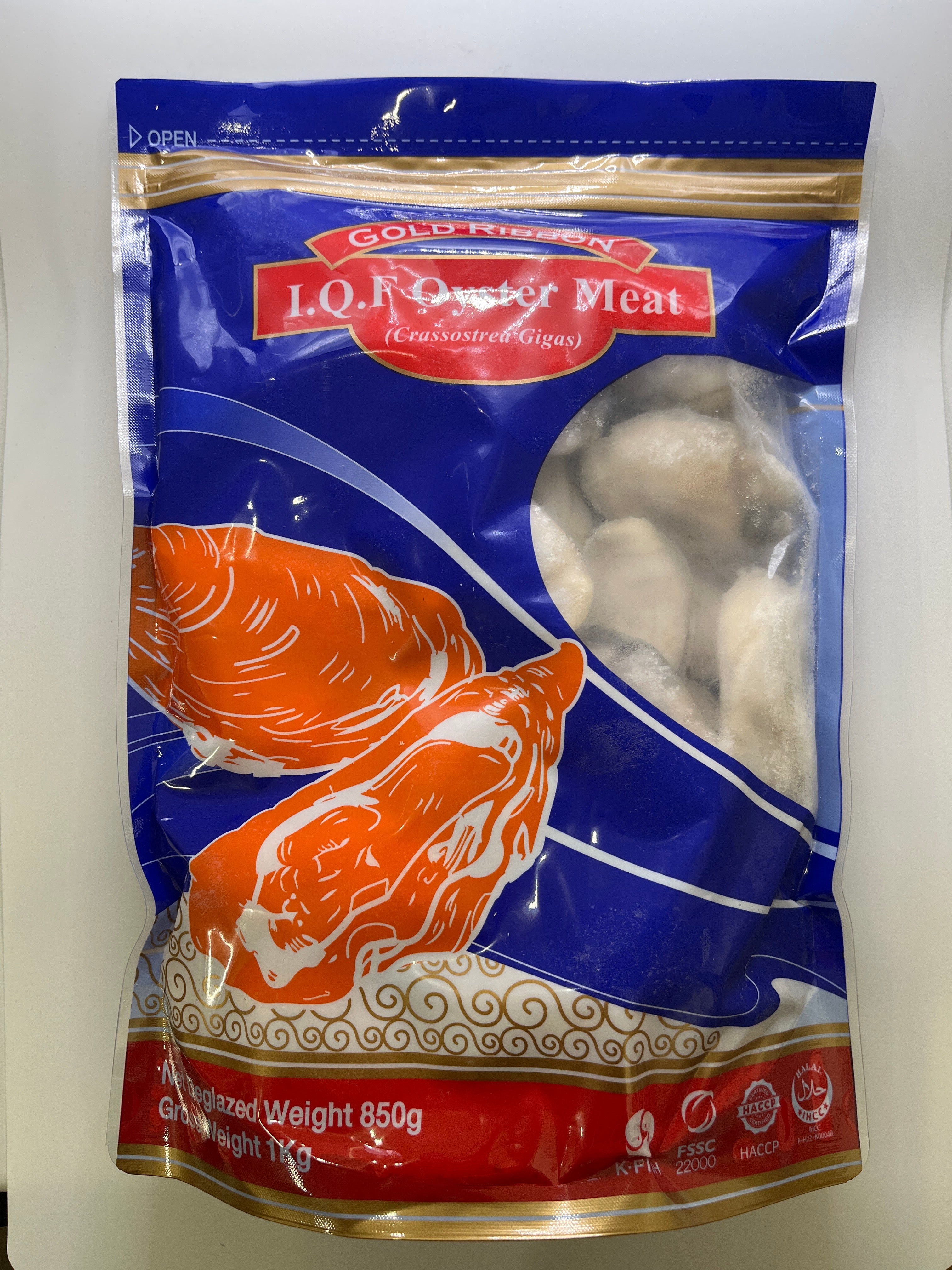 Gold Ribbon Oyster Meat 18-22 Net 850g Gross 1kg
