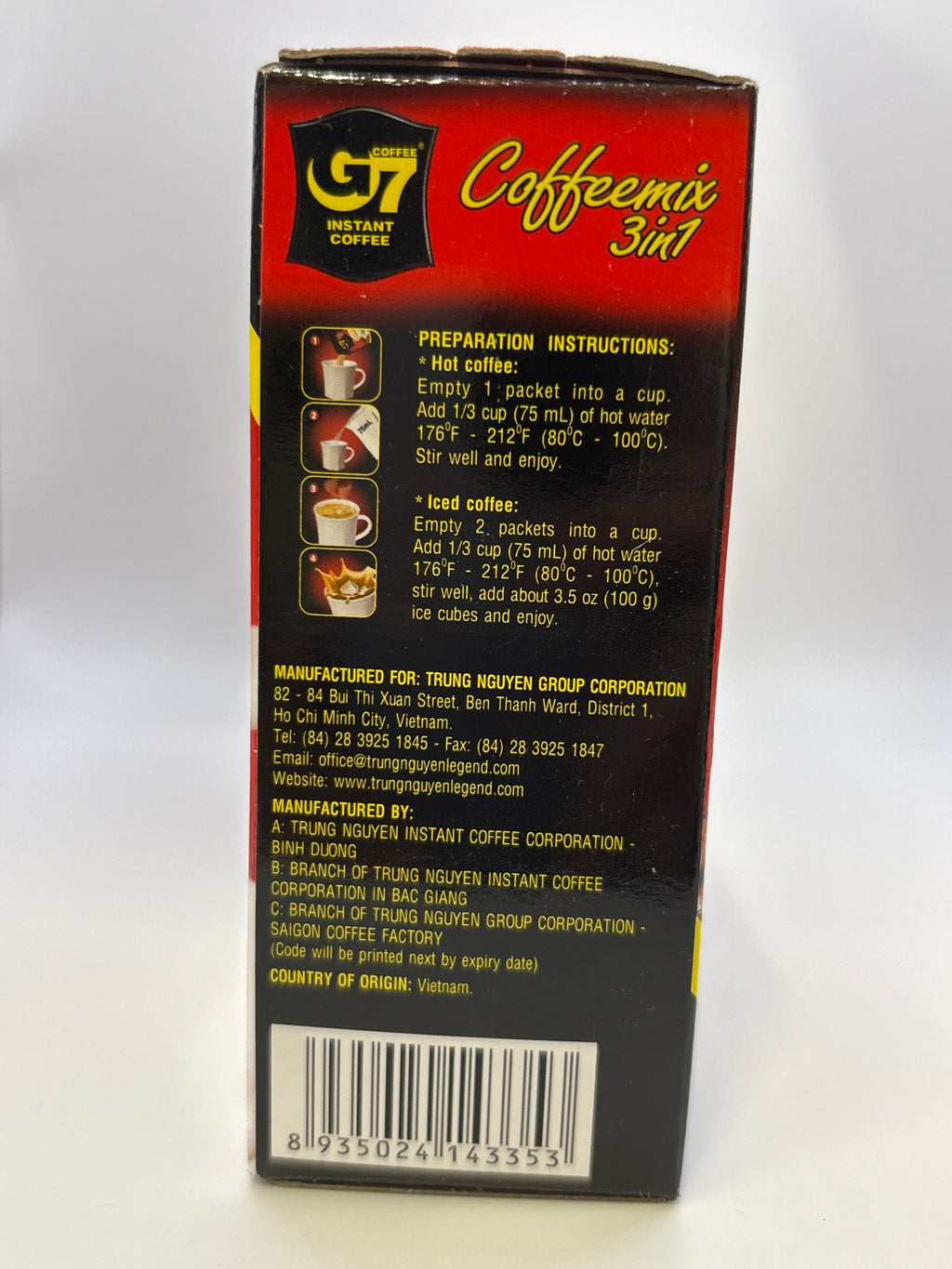 G7-3 in 1 Instant Coffee Box-20 Sachets 320g