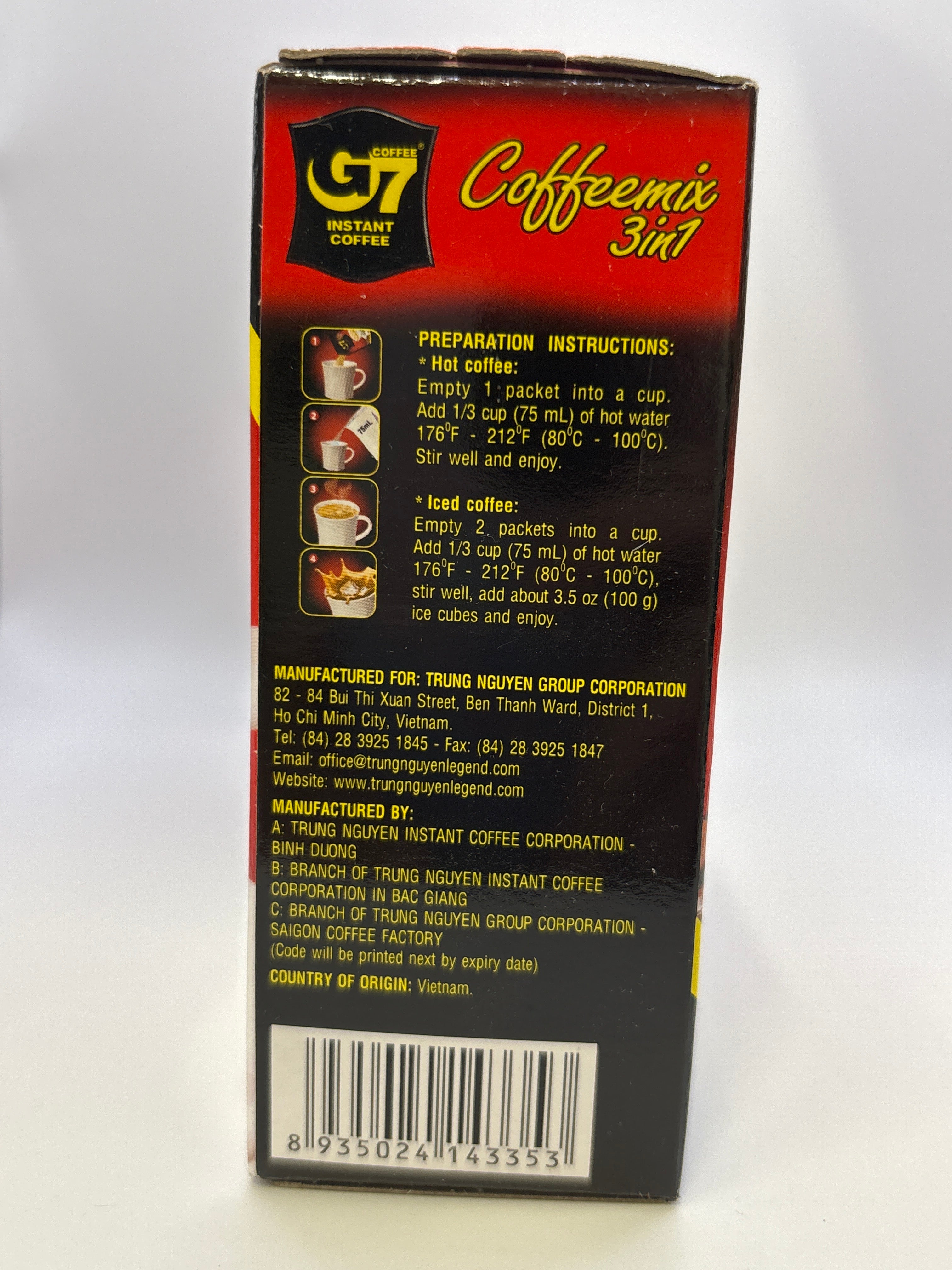 G7-3 in 1 Instant Coffee Box-20 Sachets 320g