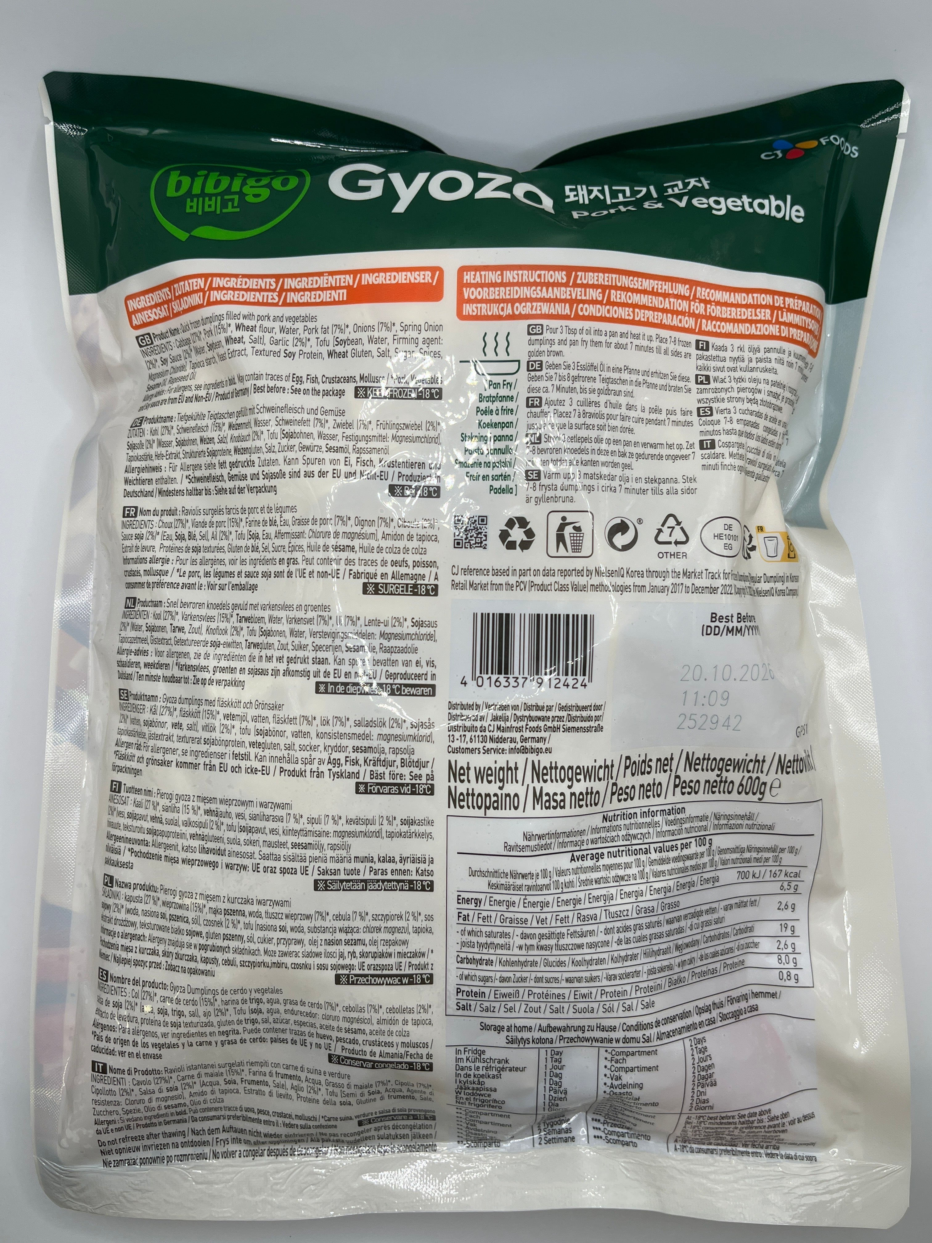 Bibigo GYOZA Pork & Vegetable (600g)