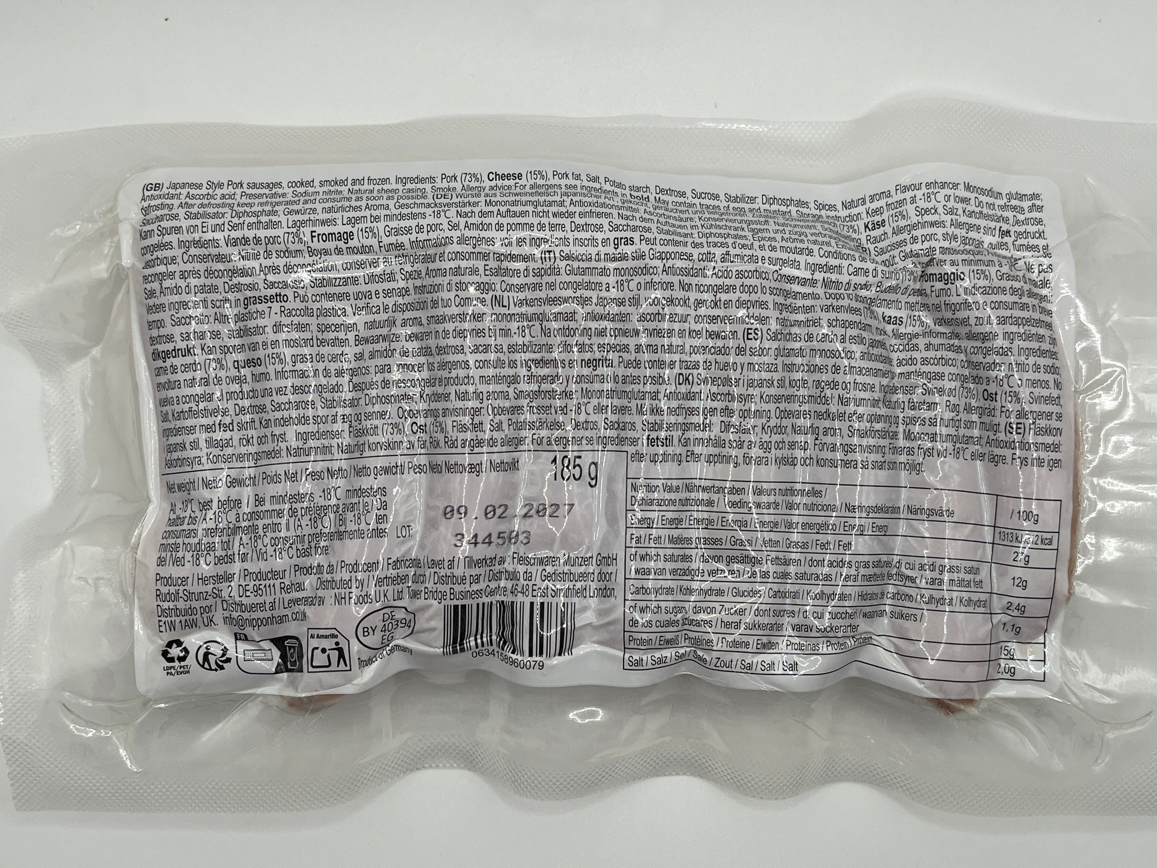 NPH Arabiki Sausage Cheese Japanese 185g (Frozen)