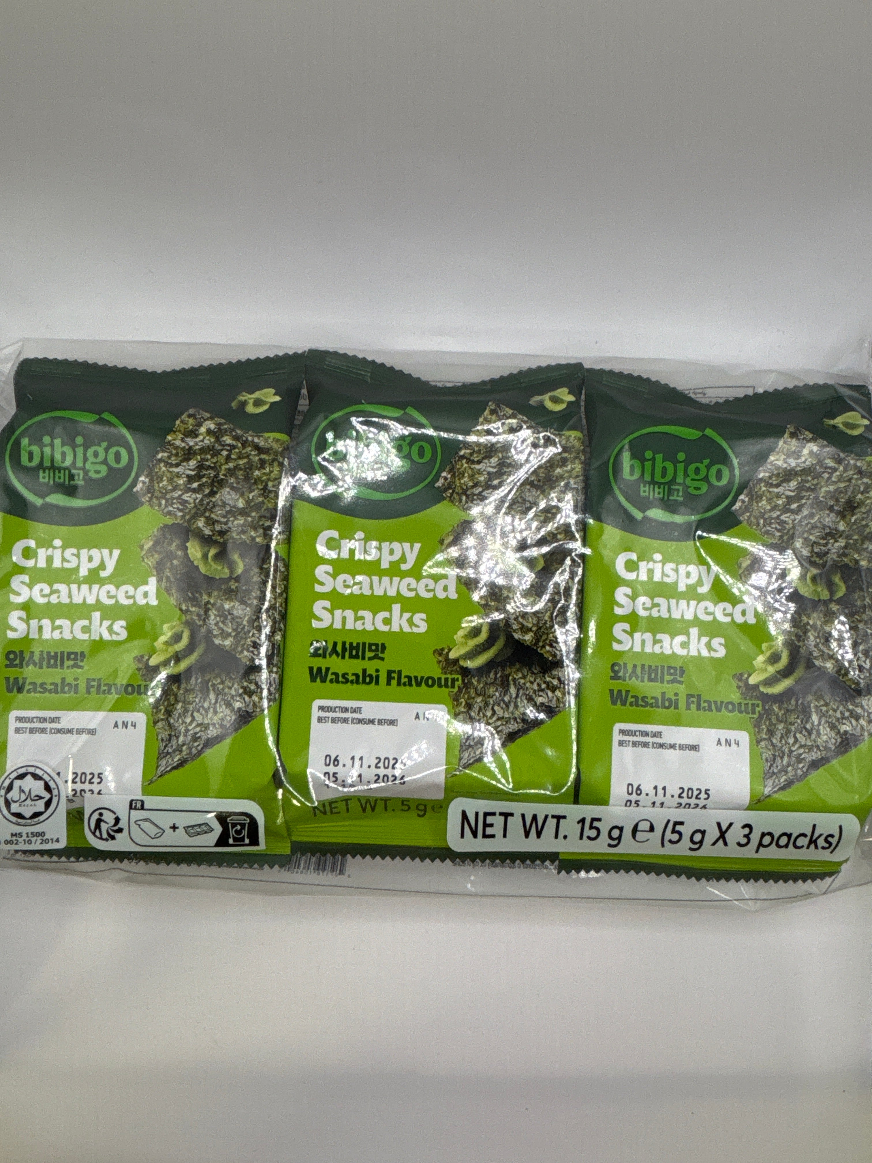 CJ Bibigo Crispy Seaweed Wasabi 15g x 3