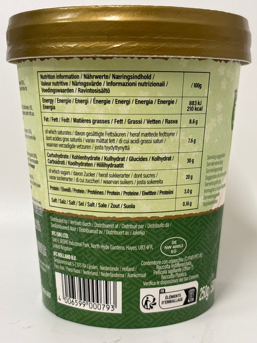 JFC Matcha Ice Cream 500ml (Frozen)