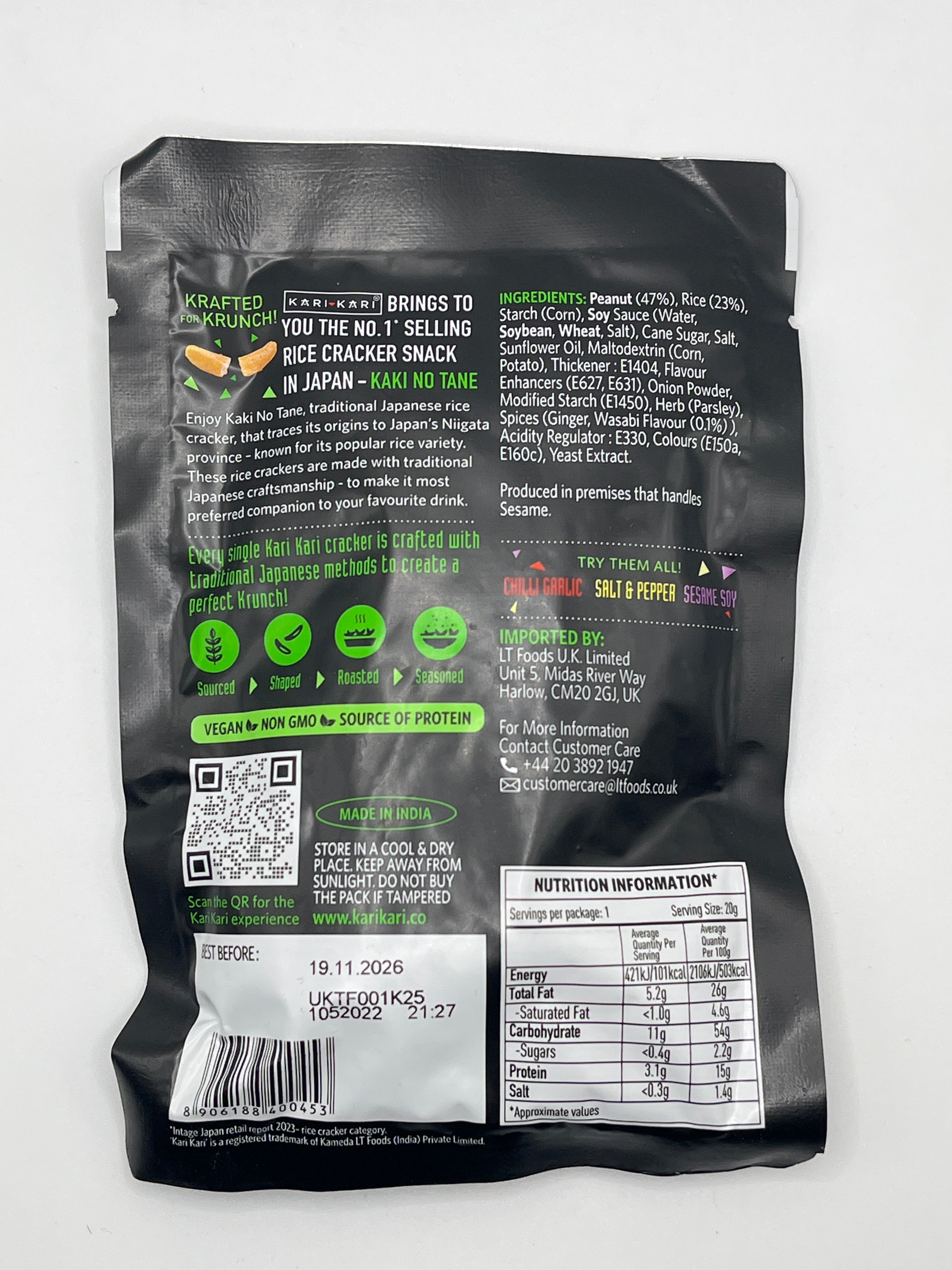 KARI KARI Rice Crackers & Peanuts Wasabi 20g