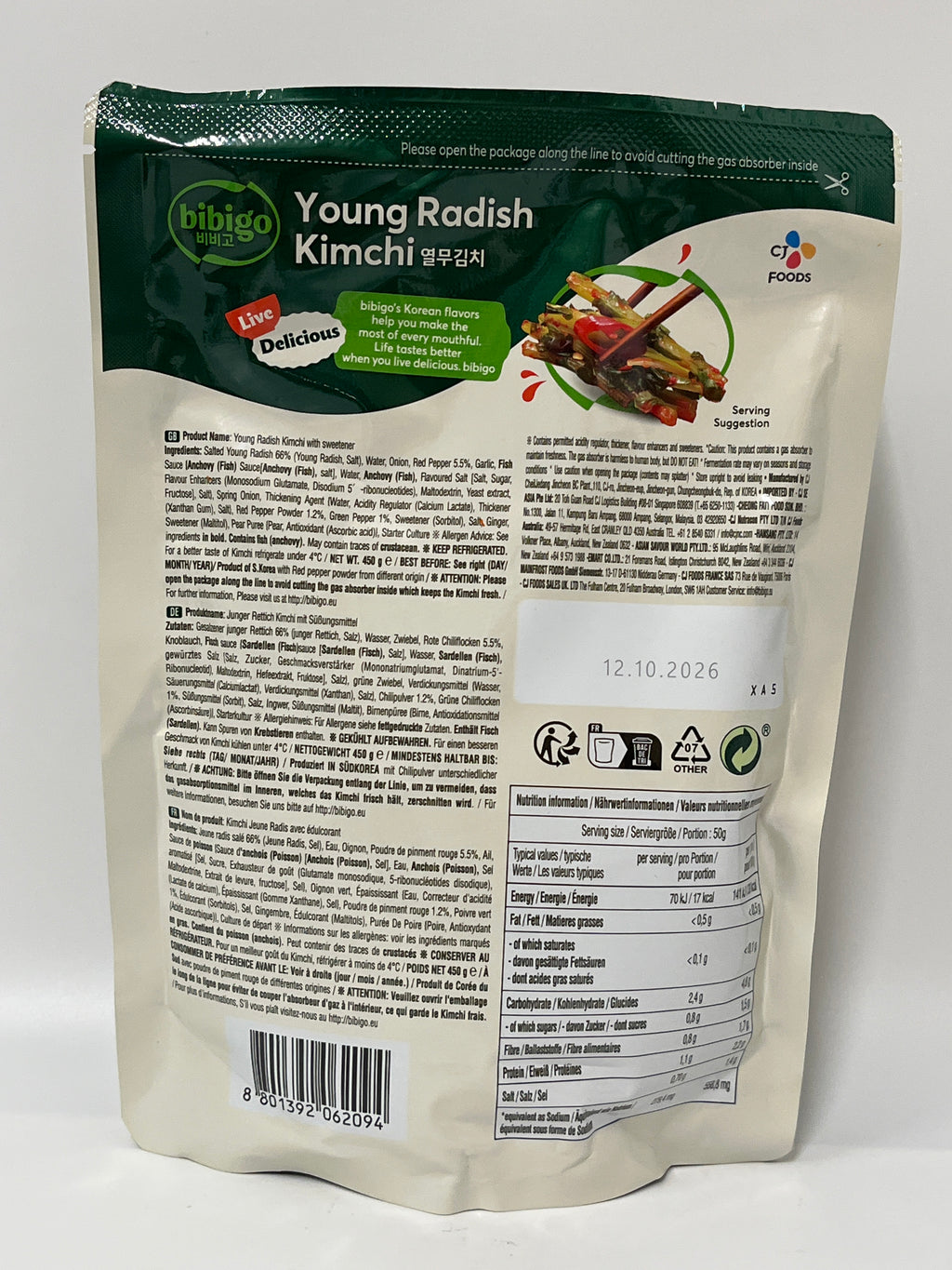 CJ Bibigo Young Radish Kimchi 450g