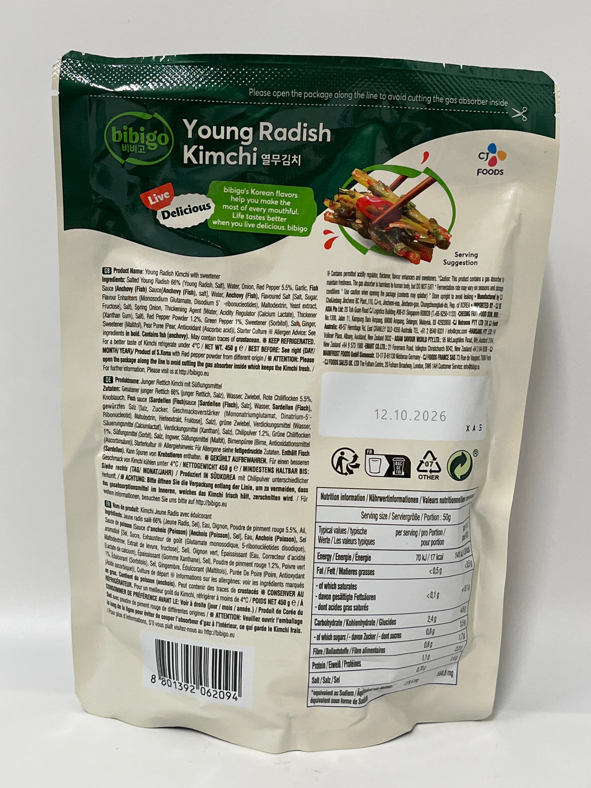 CJ Bibigo Young Radish Kimchi 450g