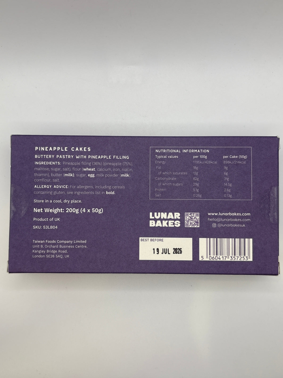Lunar Bakes Pineapple Cakes 50g x 4pcs